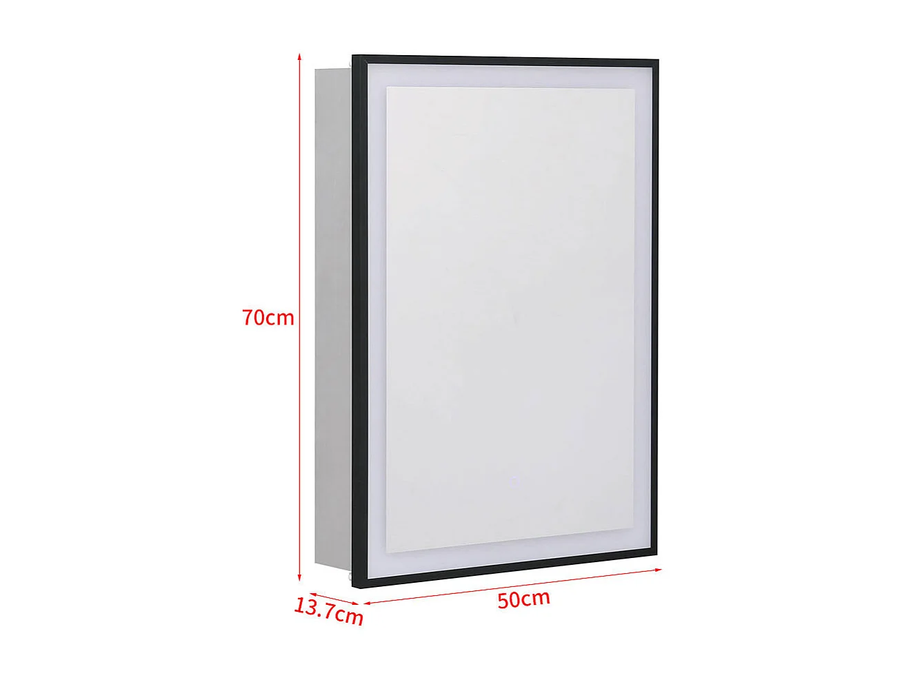 Black Rectangular LED Mirror Cabinet with Adjustable Lighting