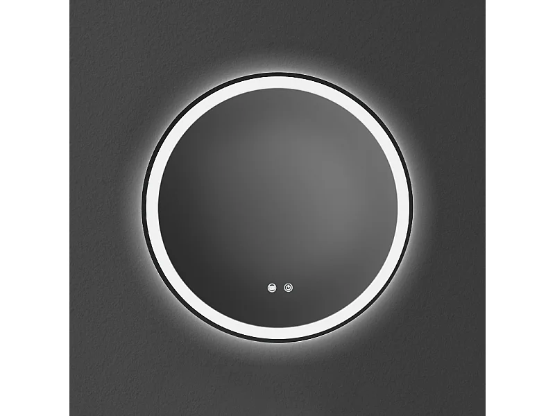 Black Round LED Wall Mirror with Touch Switch and Anti-Fog