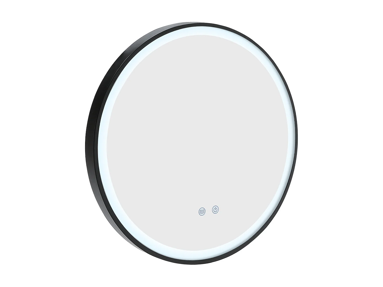 Black Round LED Wall Mirror with Touch Switch and Anti-Fog