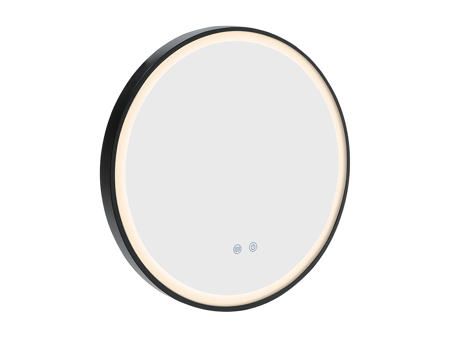 Black Round LED Wall Mirror with Touch Switch and Anti-Fog