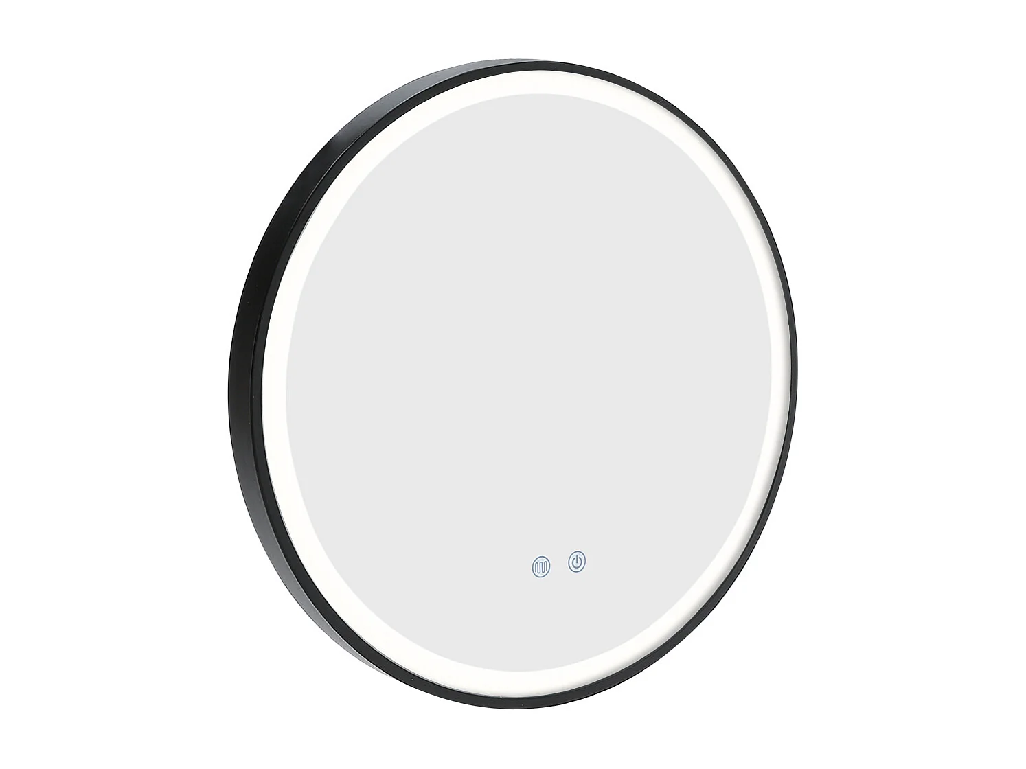 Black Round LED Wall Mirror with Touch Switch and Anti-Fog