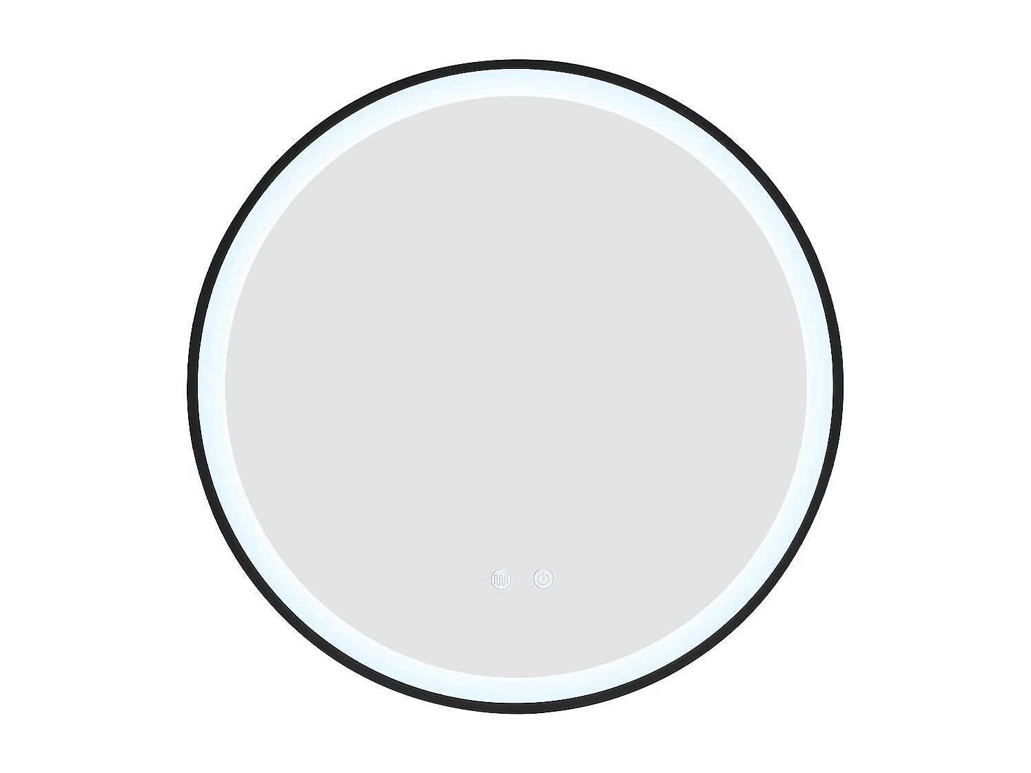 Black Round LED Wall Mirror with Touch Switch and Anti-Fog