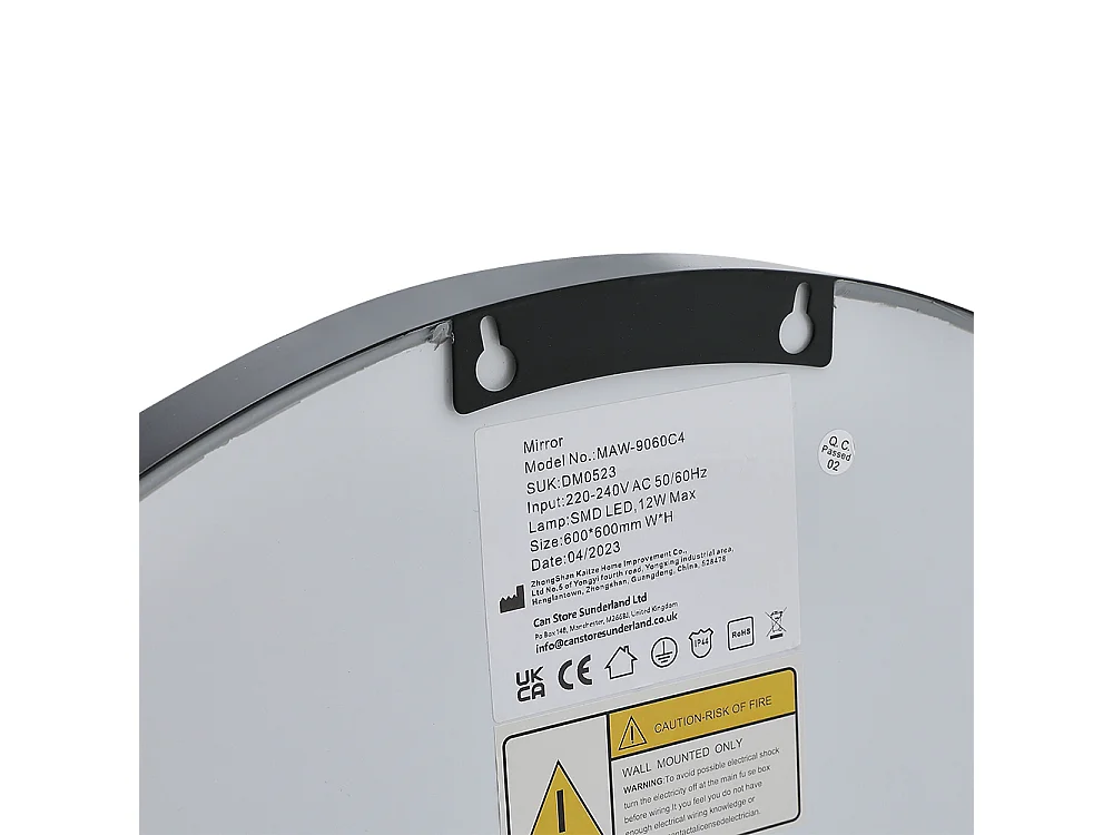 Black Round LED Wall Mirror with Touch Switch and Anti-Fog