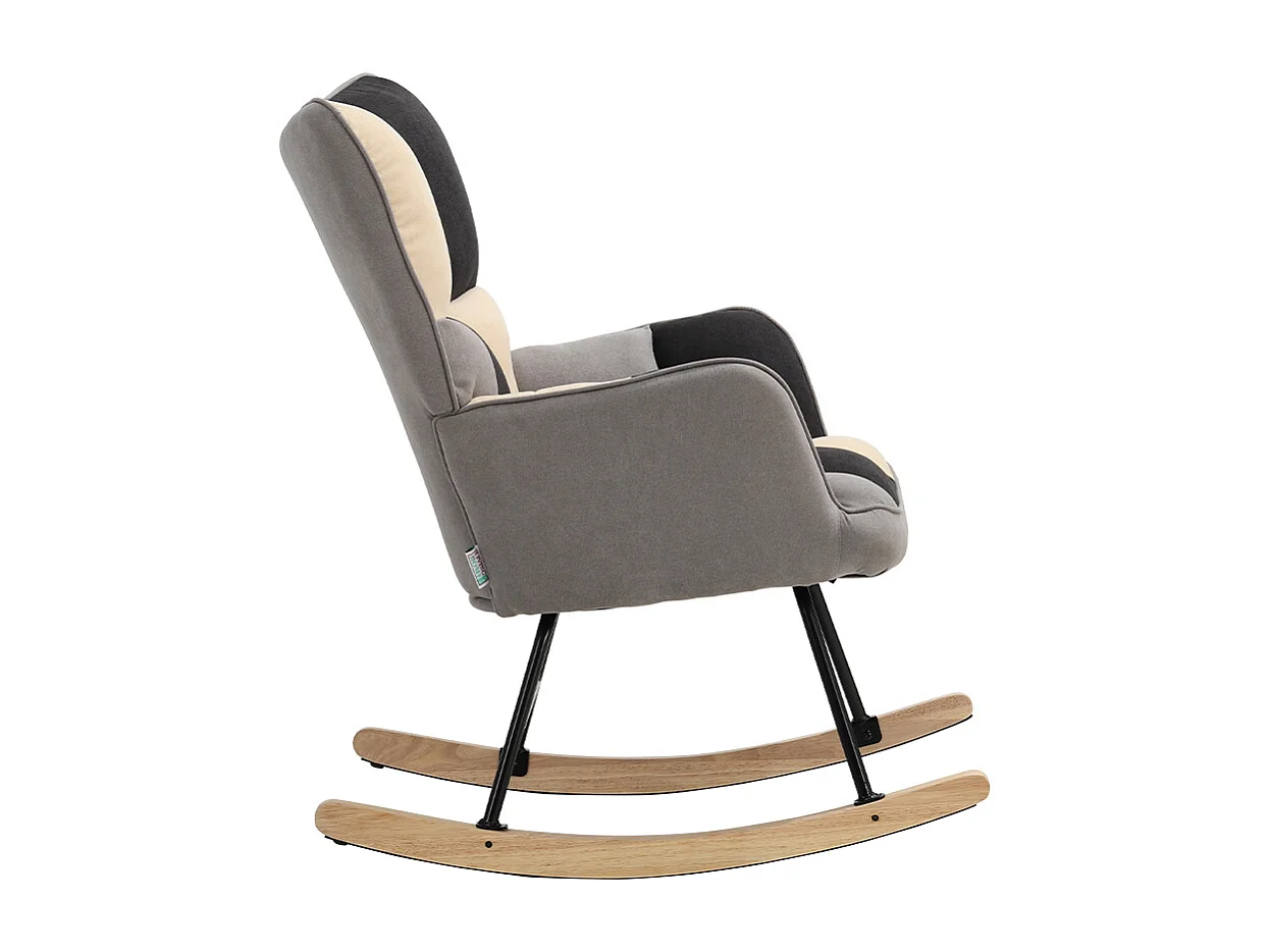 Black, White & Grey Linen Rocking Chair