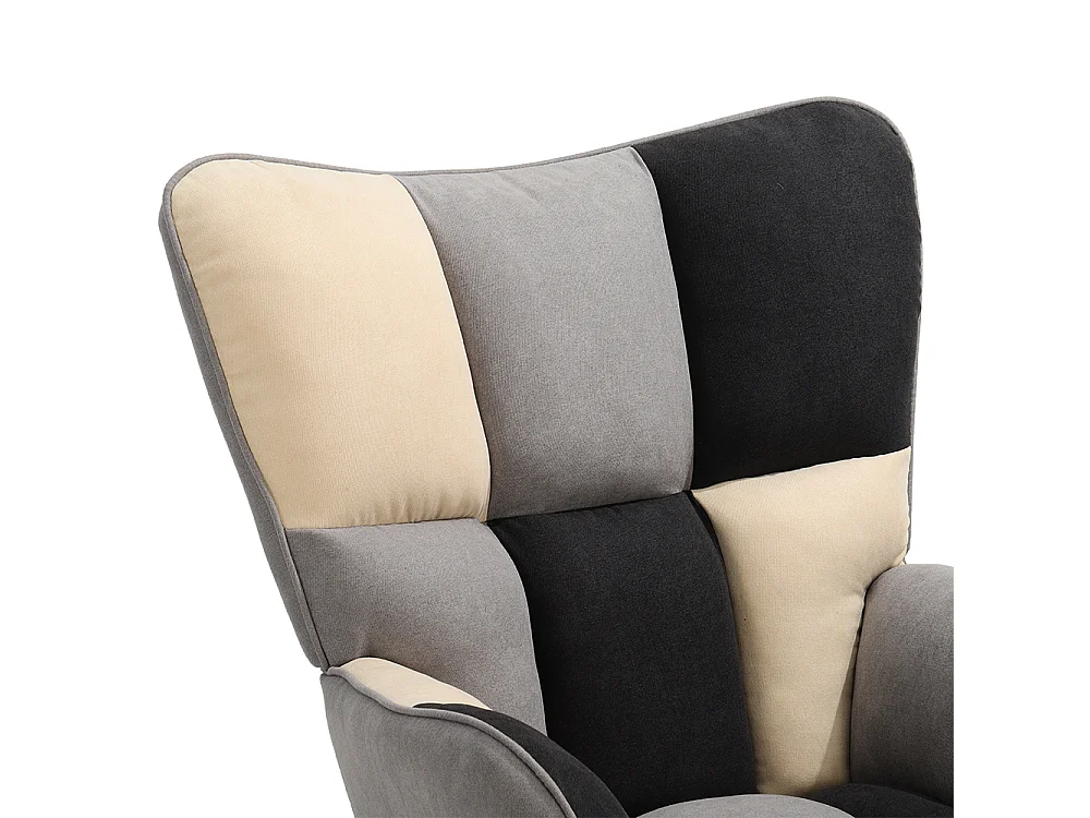 Black, White & Grey Linen Rocking Chair