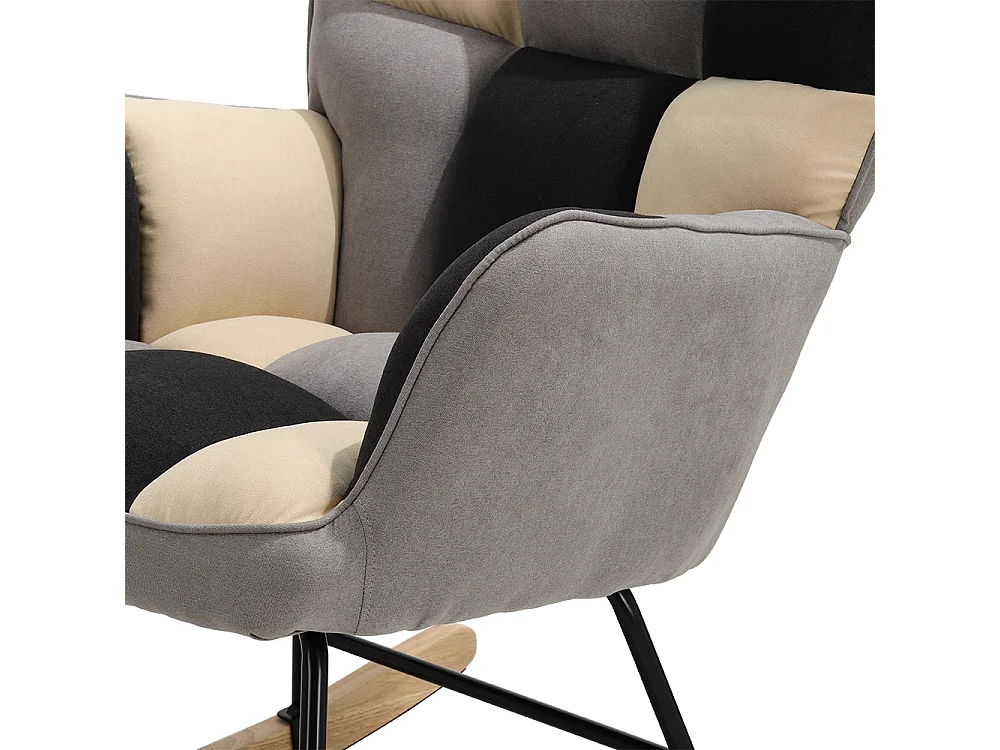 Black, White & Grey Linen Rocking Chair