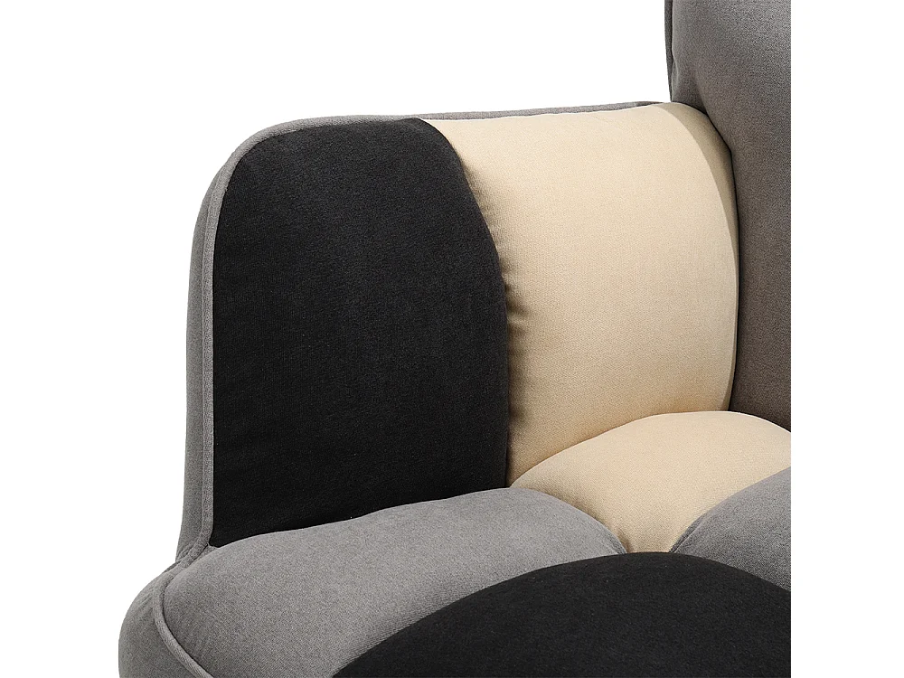 Black, White & Grey Linen Rocking Chair