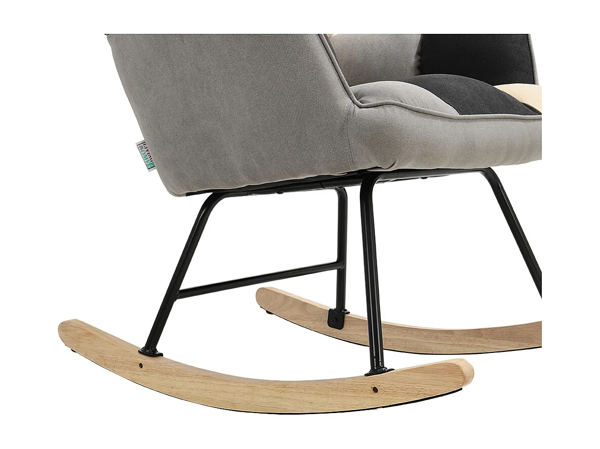 Black, White & Grey Linen Rocking Chair