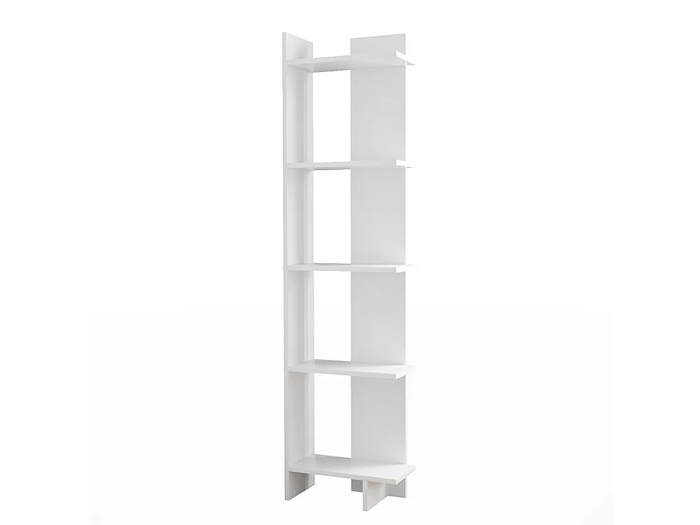 White Modern 5-Tier Corner Bookshelf
