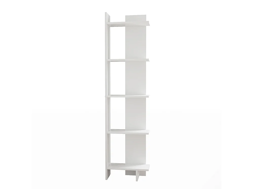 White Modern 5-Tier Corner Bookshelf