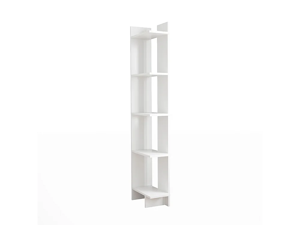 White Modern 5-Tier Corner Bookshelf