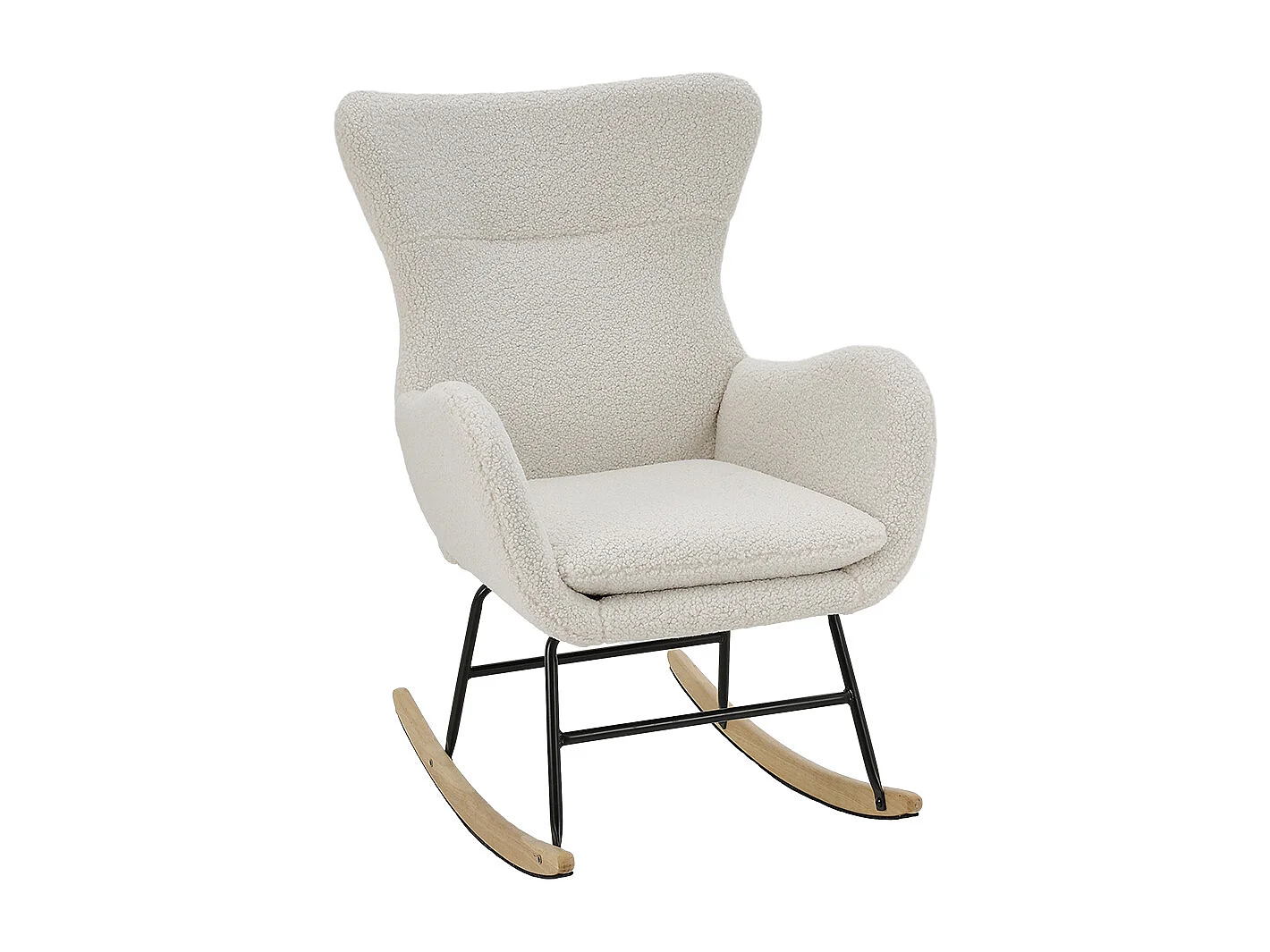 White Sherpa Rocking Chair with Iron Frame
