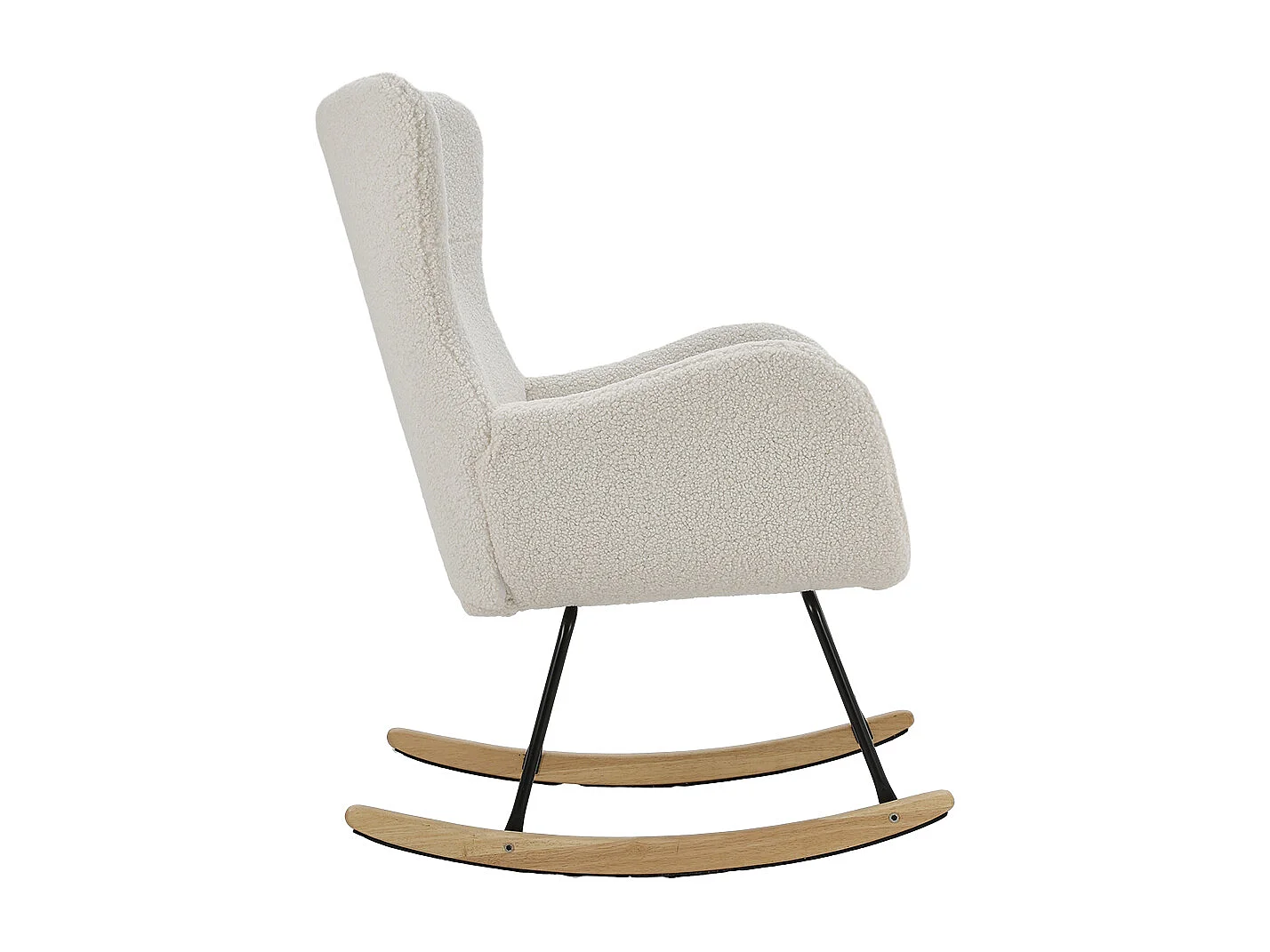 White Sherpa Rocking Chair with Iron Frame