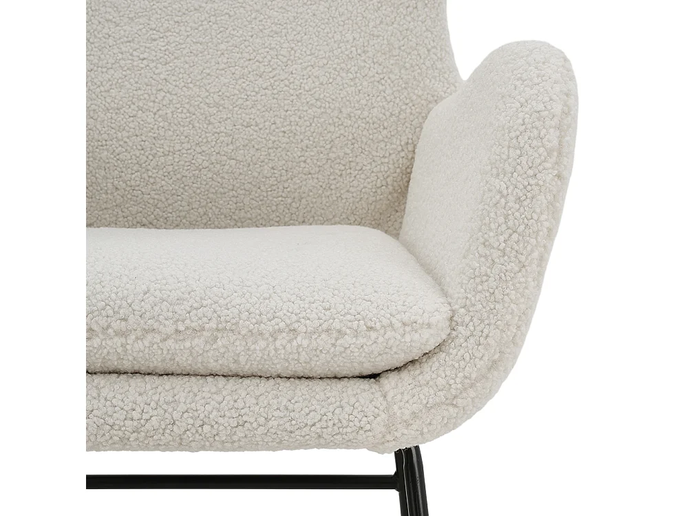 White Sherpa Rocking Chair with Iron Frame