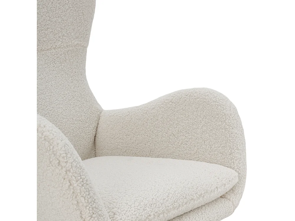 White Sherpa Rocking Chair with Iron Frame