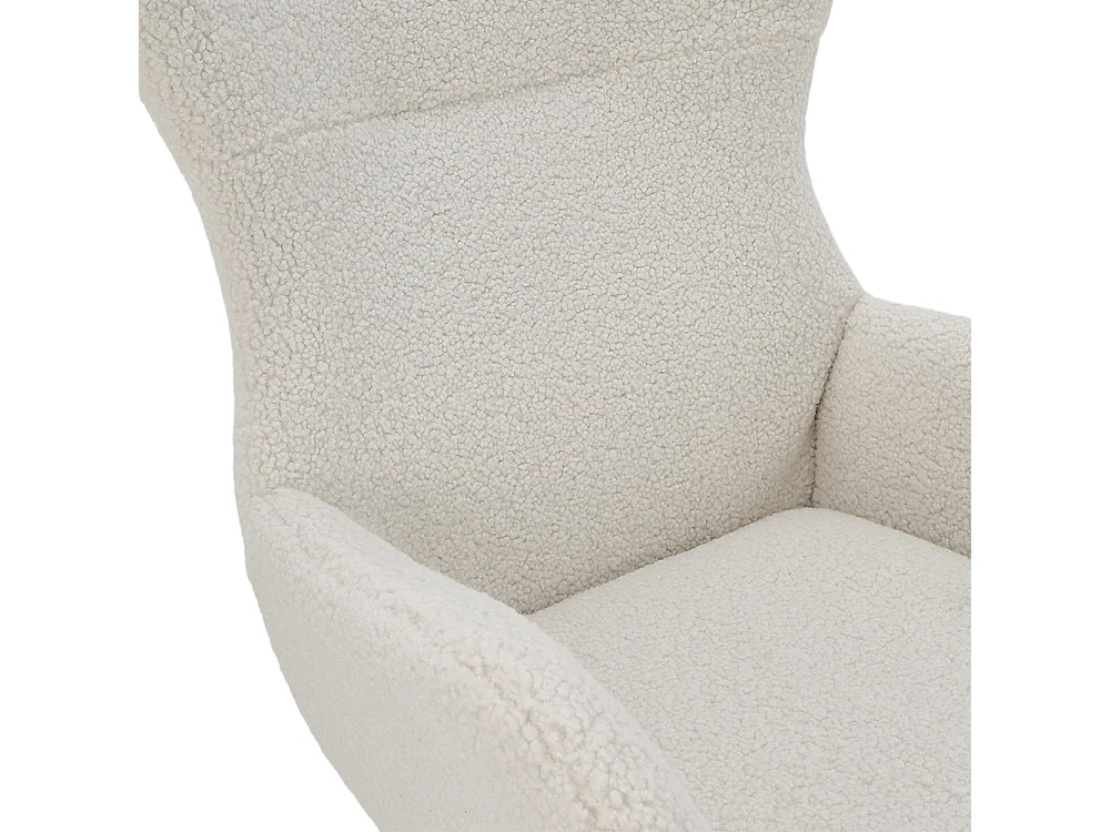 White Sherpa Rocking Chair with Iron Frame