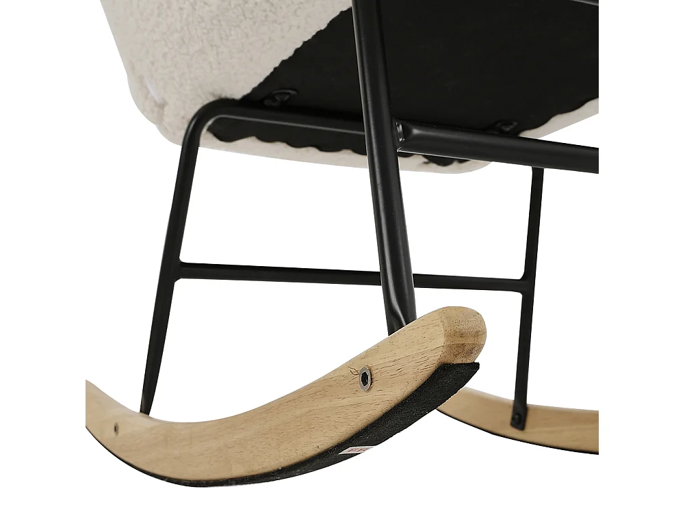 White Sherpa Rocking Chair with Iron Frame