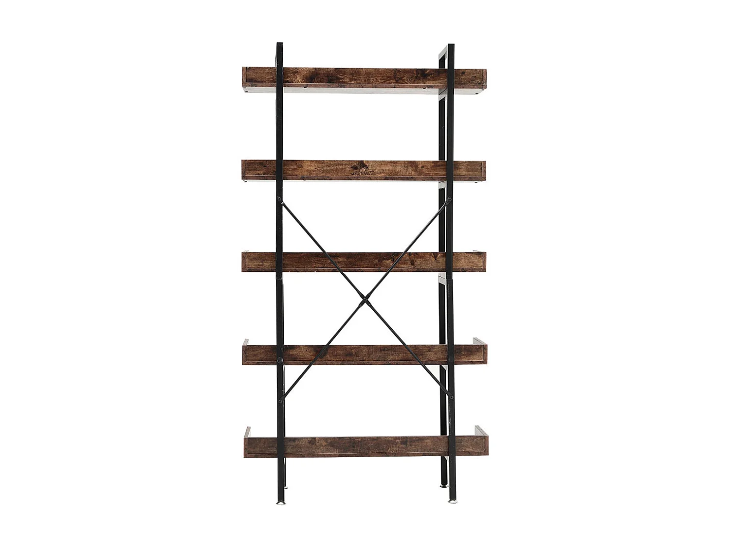 Brown Industrial 5-Tier Metal & Wood Shelving Unit