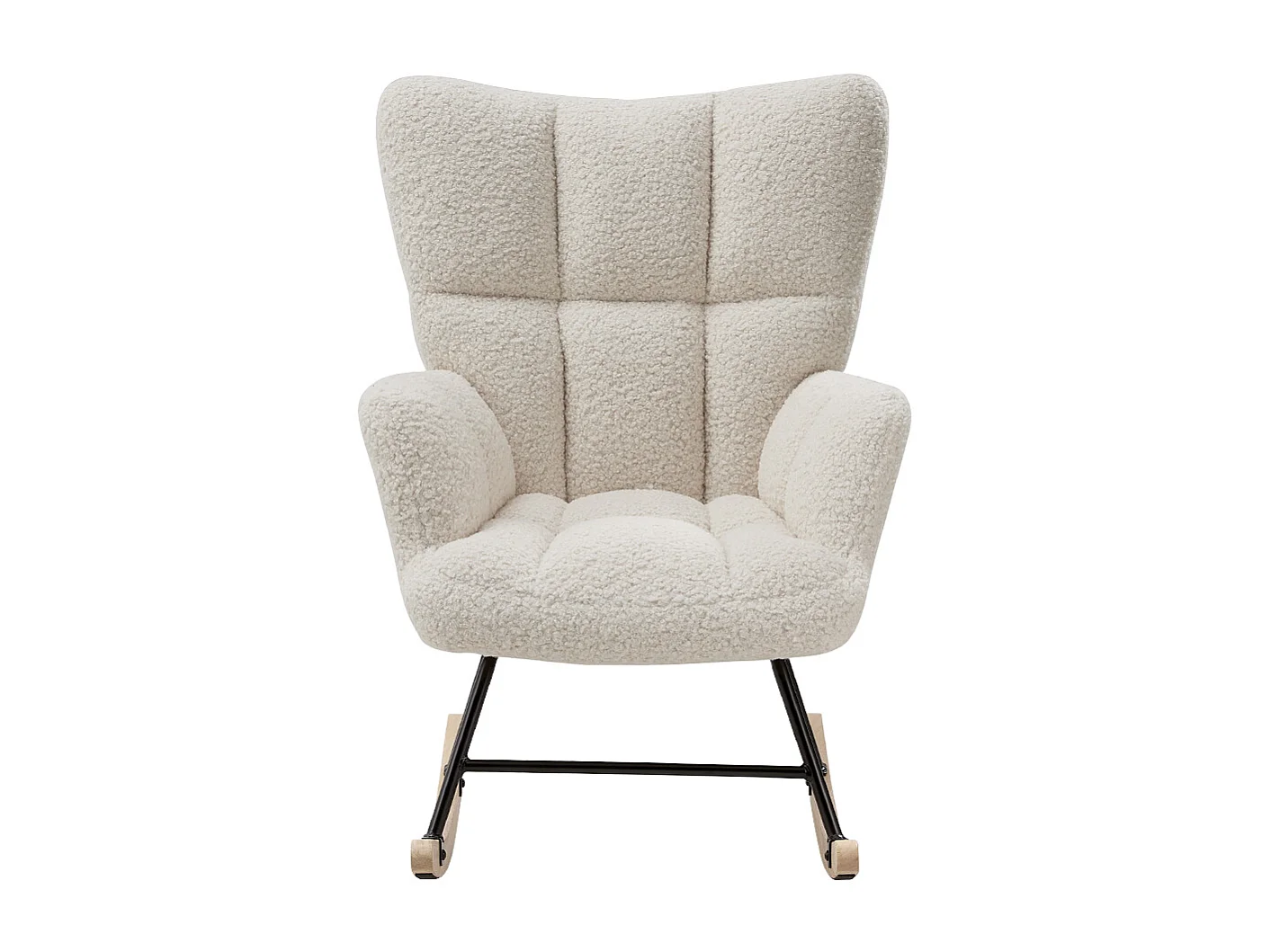 White Sherpa Rocking Chair with Rubberwood Runners