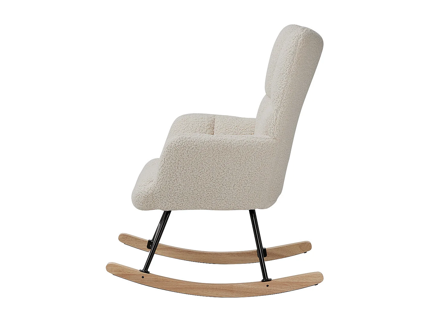 White Sherpa Rocking Chair with Rubberwood Runners
