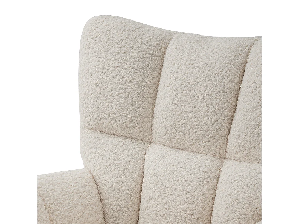 White Sherpa Rocking Chair with Rubberwood Runners