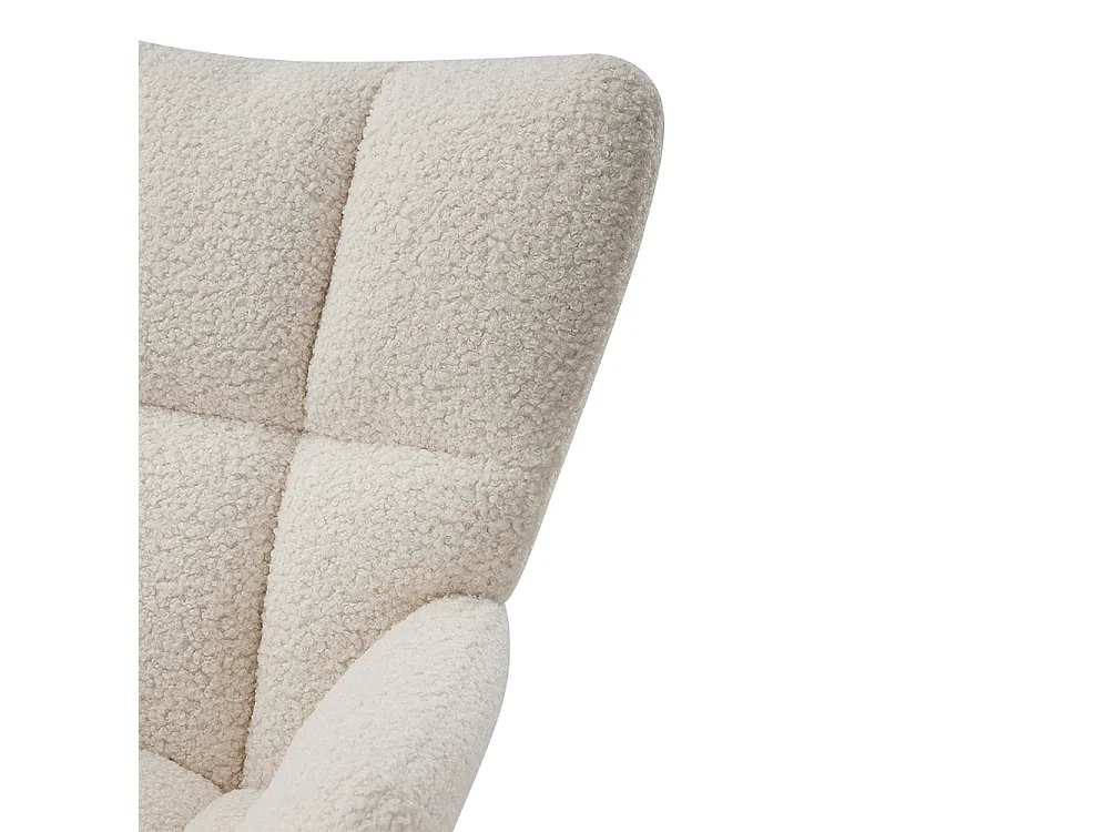 White Sherpa Rocking Chair with Rubberwood Runners