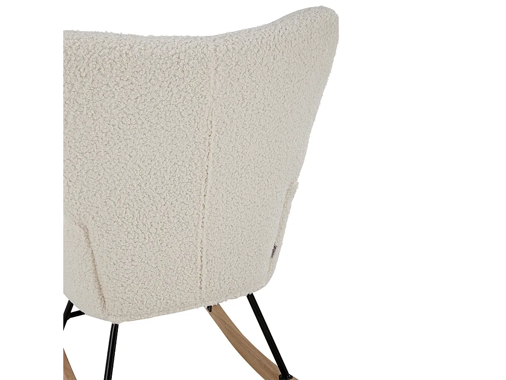 White Sherpa Rocking Chair with Rubberwood Runners