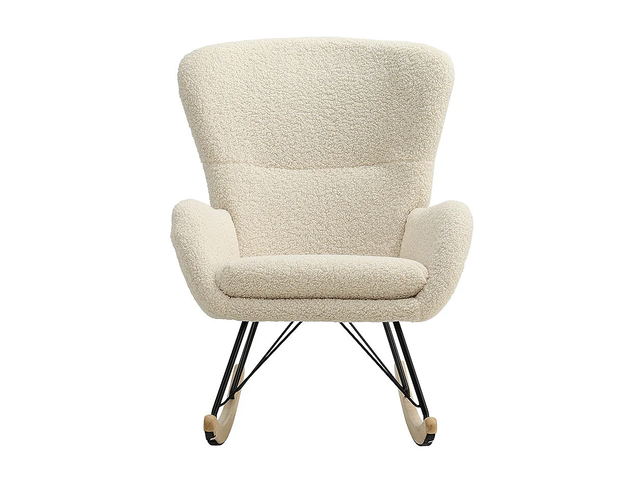 Beige Sherpa Fleece Rocking Chair with Removable Cushion