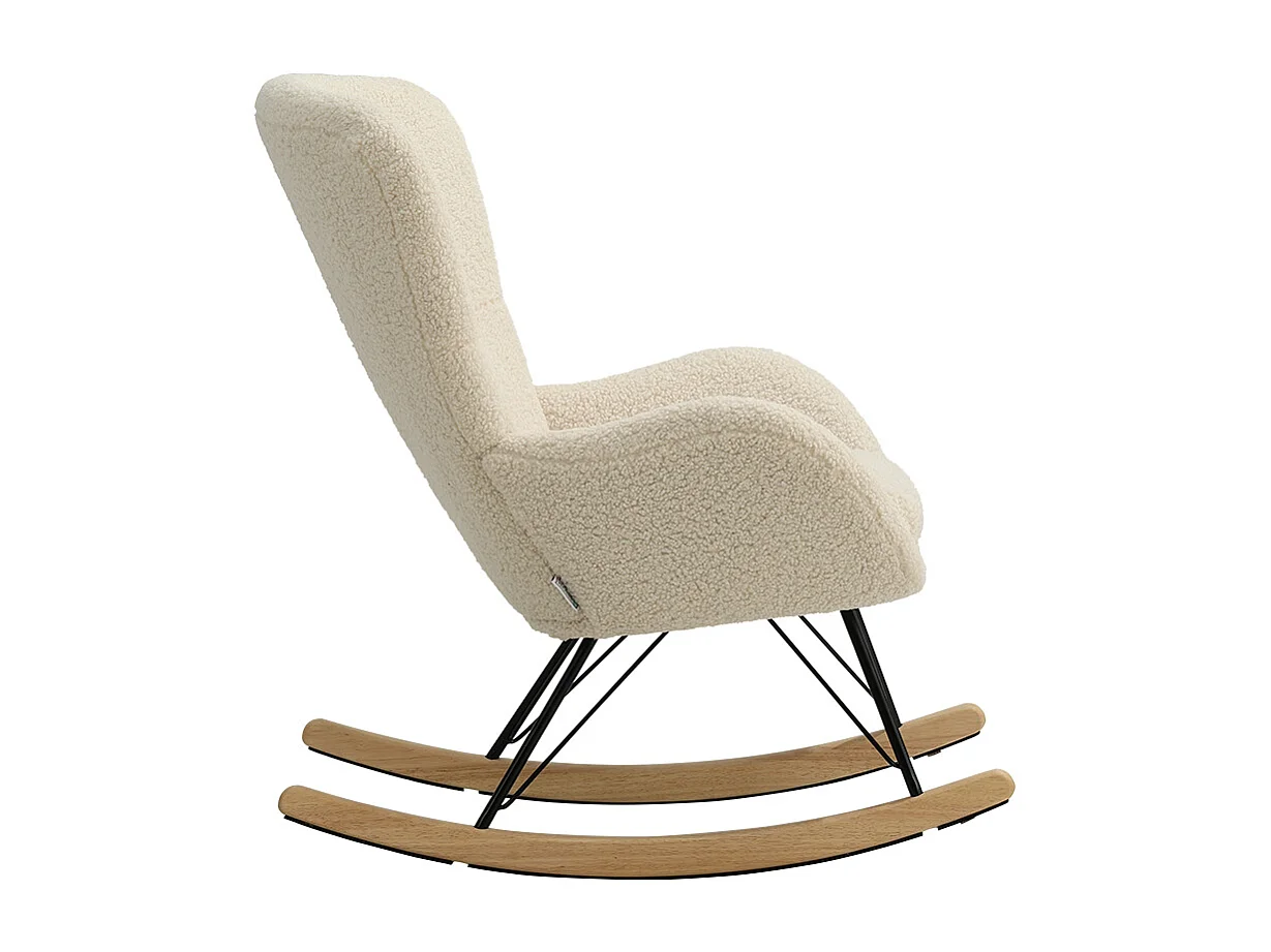 Beige Sherpa Fleece Rocking Chair with Removable Cushion