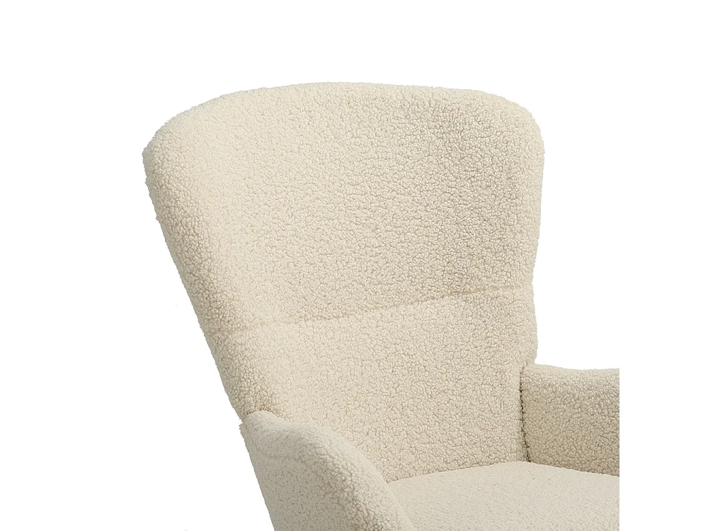 Beige Sherpa Fleece Rocking Chair with Removable Cushion