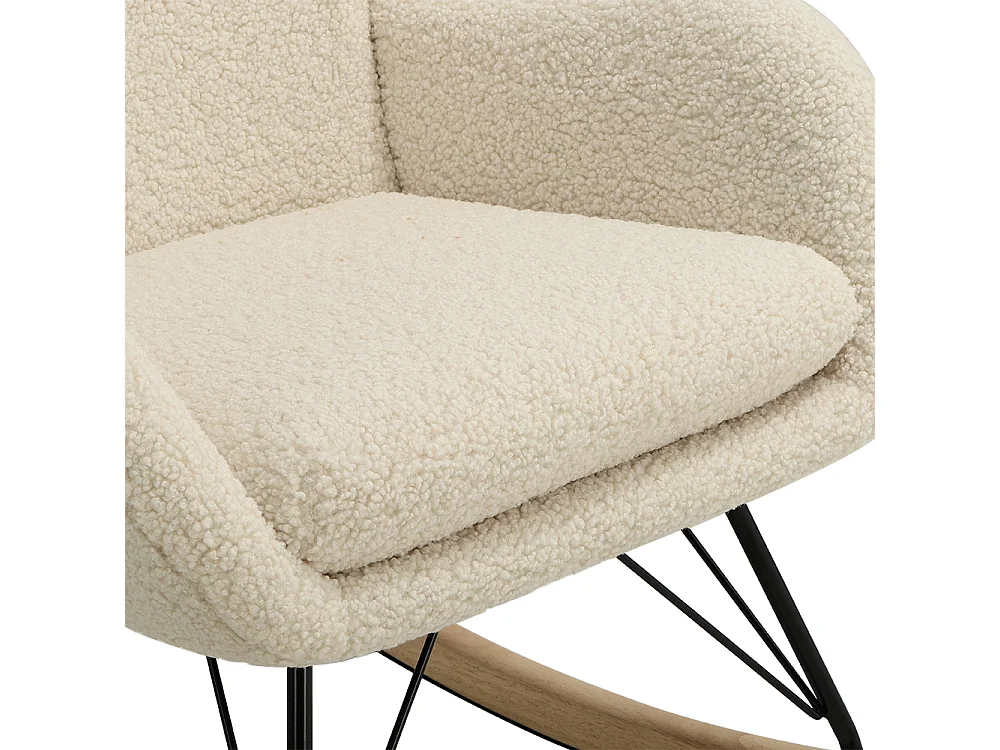 Beige Sherpa Fleece Rocking Chair with Removable Cushion