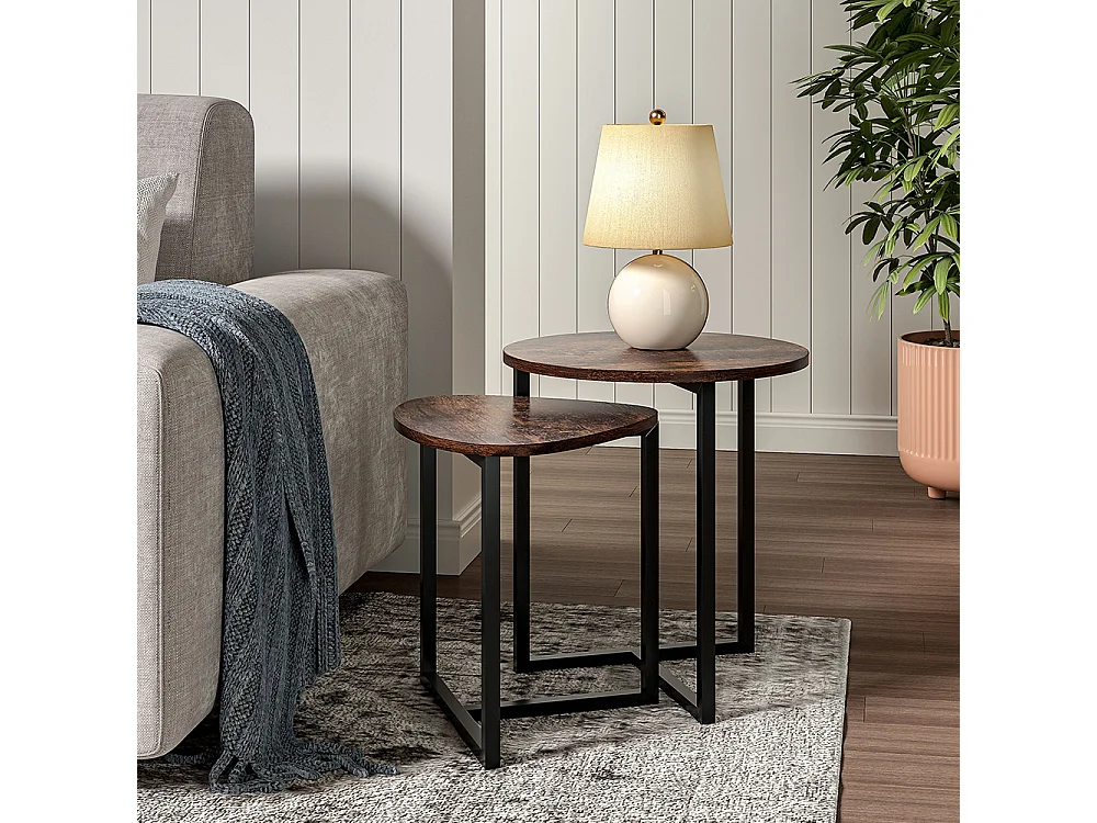 2-Piece Brown Nesting Coffee Table Set