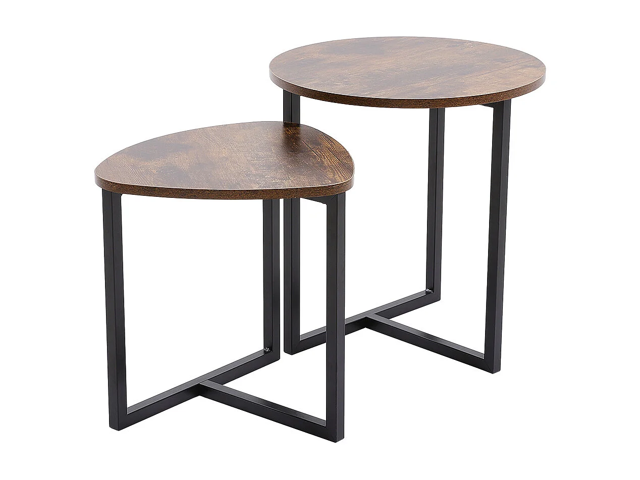 2-Piece Brown Nesting Coffee Table Set