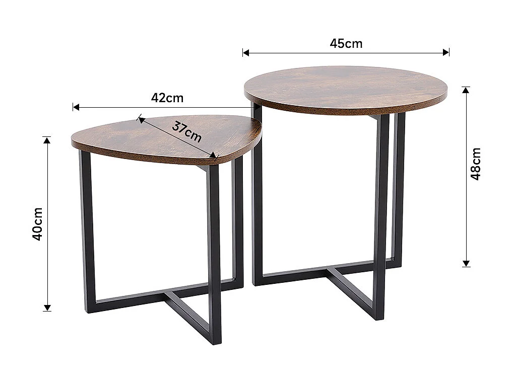 2-Piece Brown Nesting Coffee Table Set