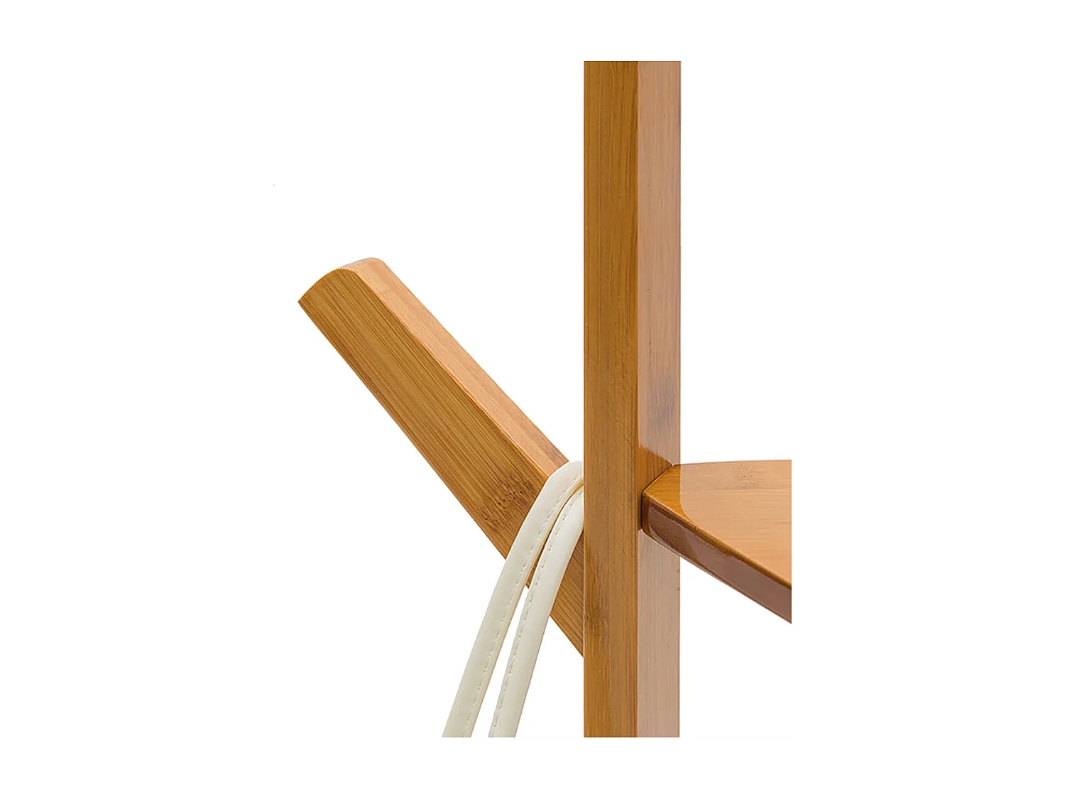 Brown Bamboo Coat Hanger with 3-Tier Shelves and Hooks