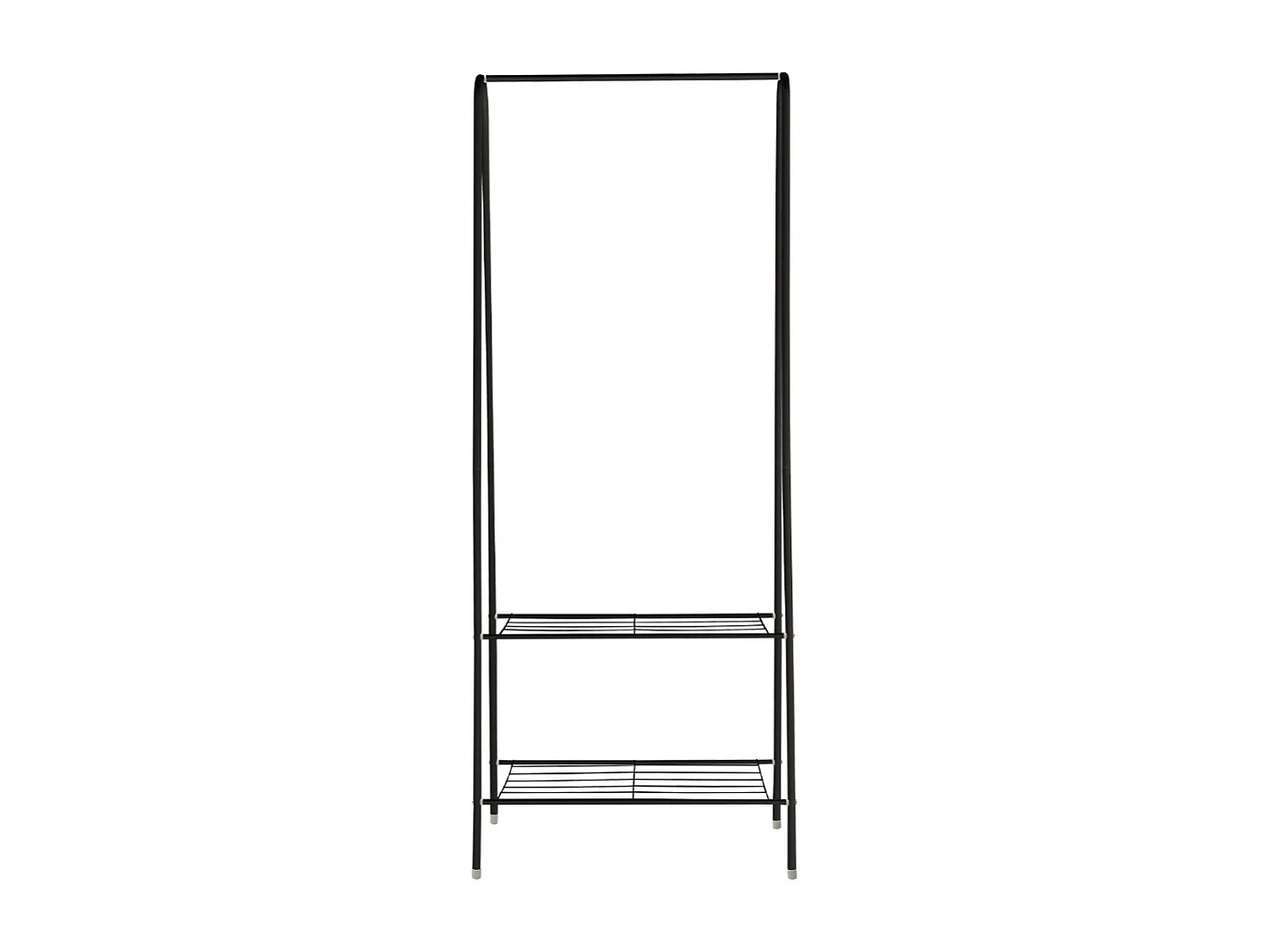 Black Freestanding Metal Clothes Rack with 2 Shelves