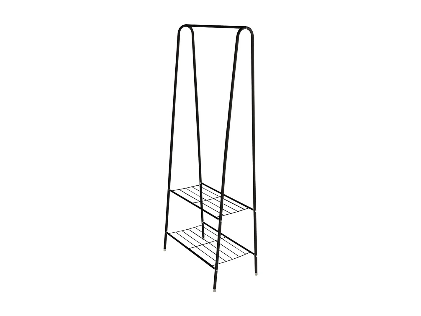 Black Freestanding Metal Clothes Rack with 2 Shelves