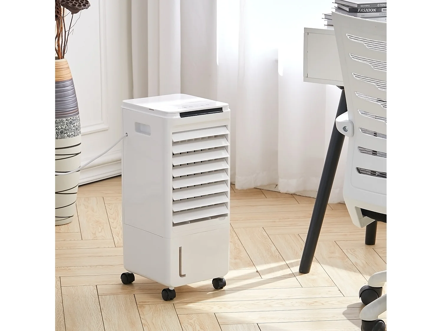 White 3-Speed 7L Air Cooler with LED Display and Remote