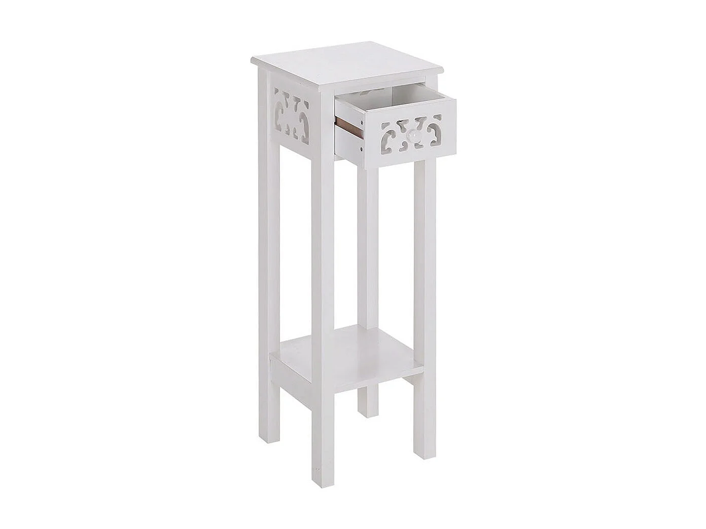 White French-Style Console Table with Drawer and Bottom Shelf