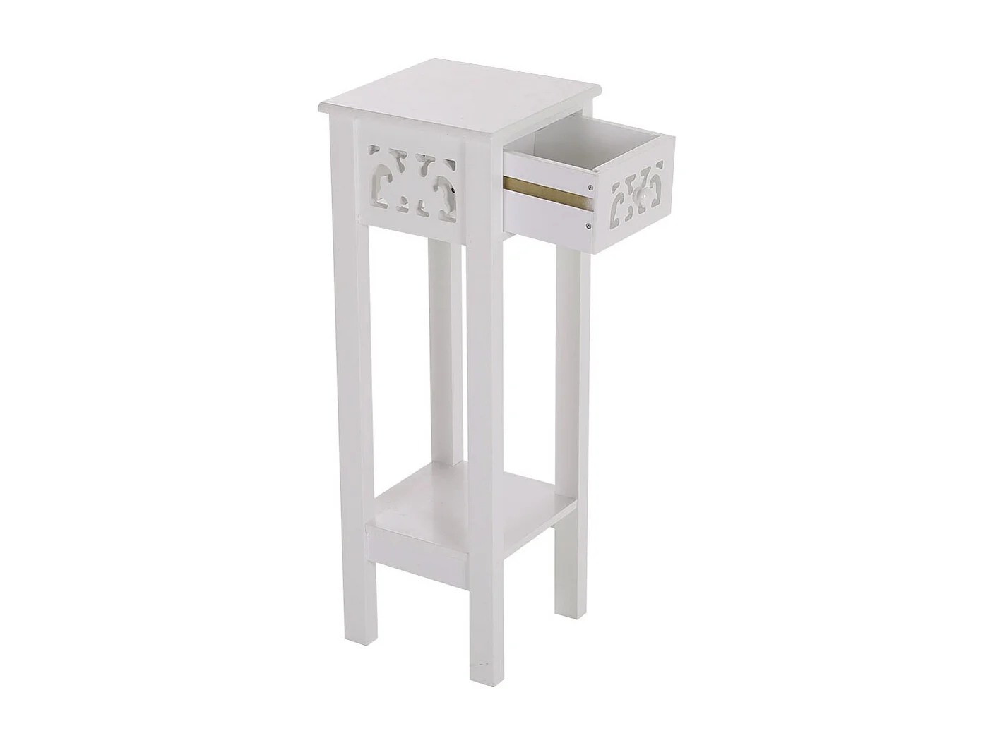 White French-Style Console Table with Drawer and Bottom Shelf
