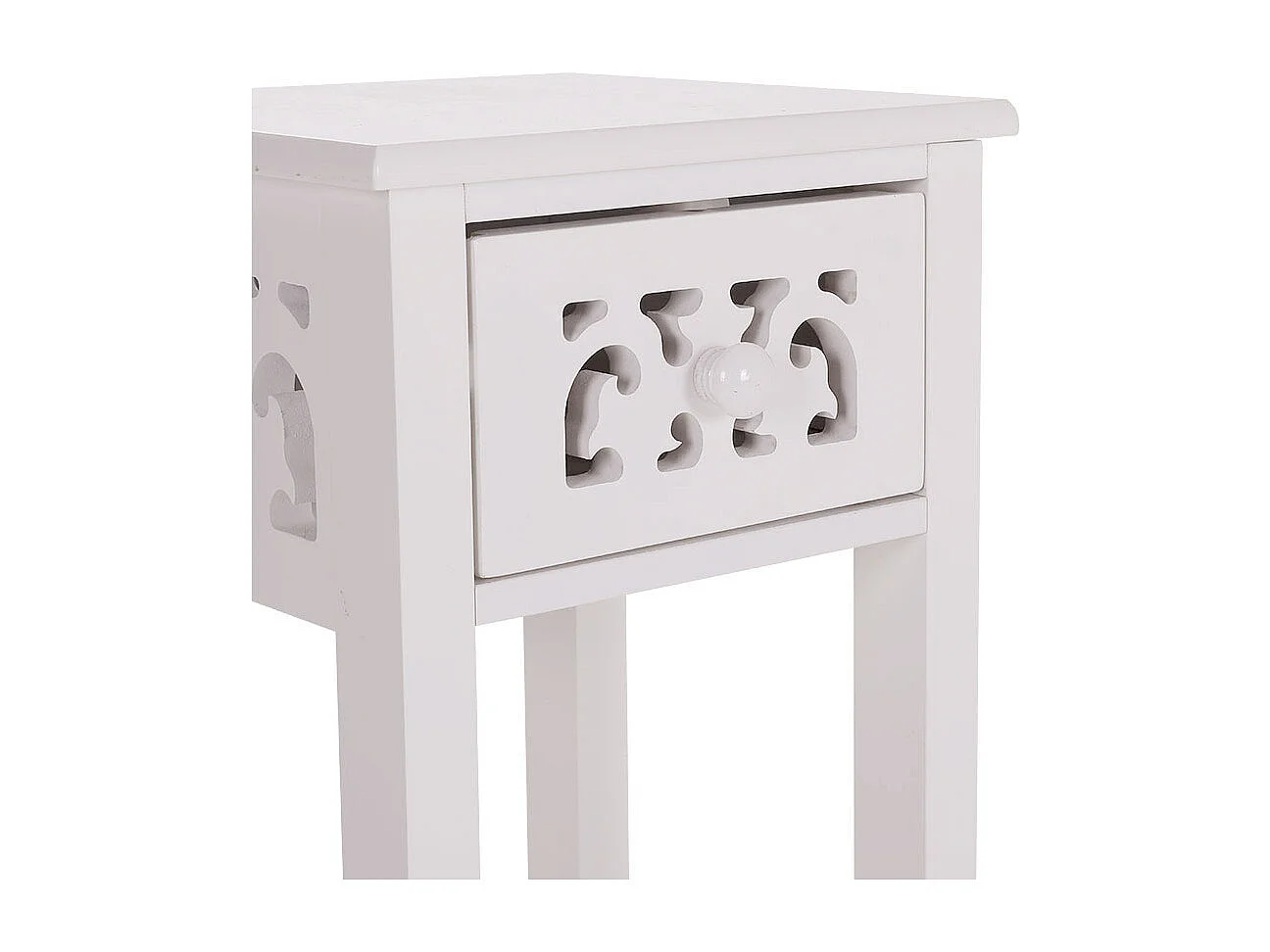 White French-Style Console Table with Drawer and Bottom Shelf