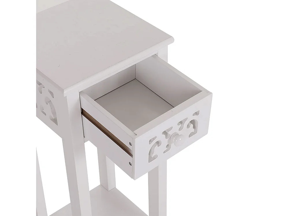 White French-Style Console Table with Drawer and Bottom Shelf