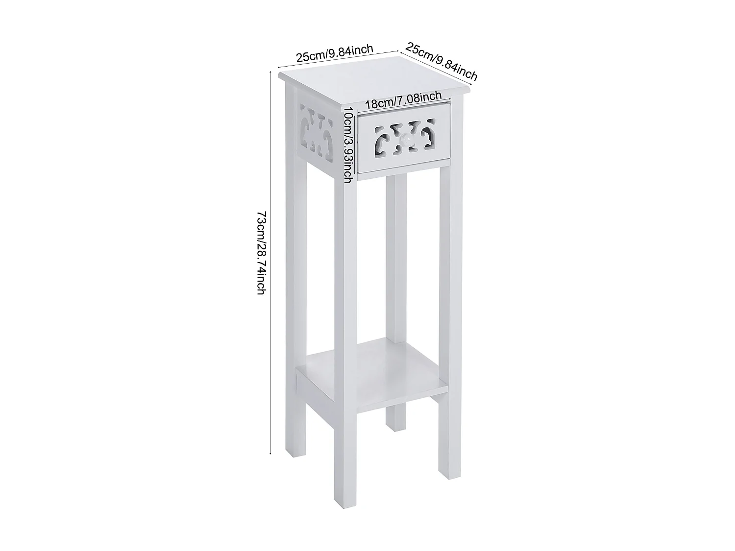 White French-Style Console Table with Drawer and Bottom Shelf