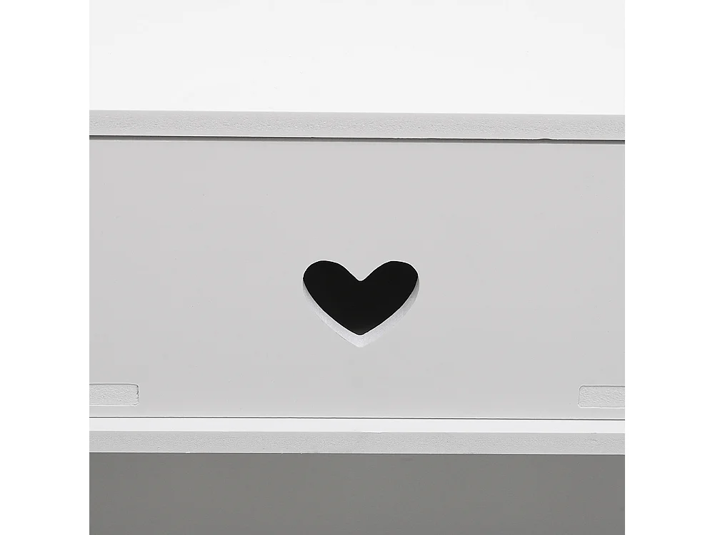 2-Tier White Bedside Table with Hollow Flower Design