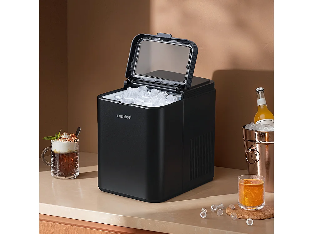 Black Compact Ice Maker with Fast 10–12 Minute Ice Production