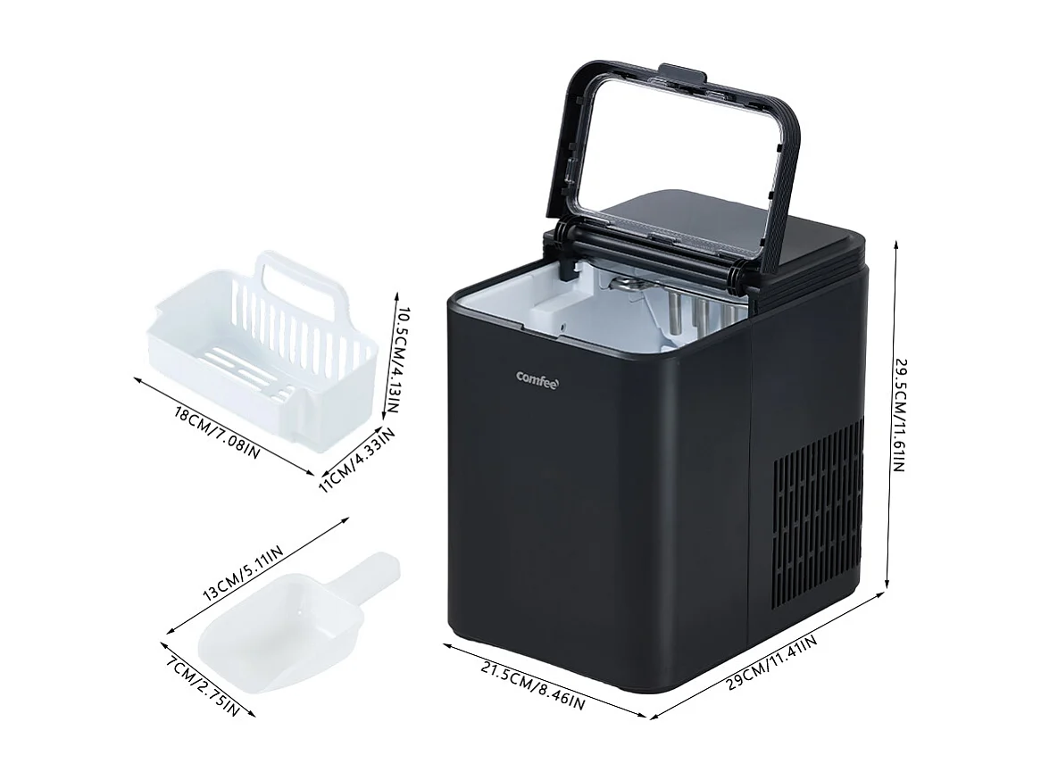 Black Compact Ice Maker with Fast 10–12 Minute Ice Production