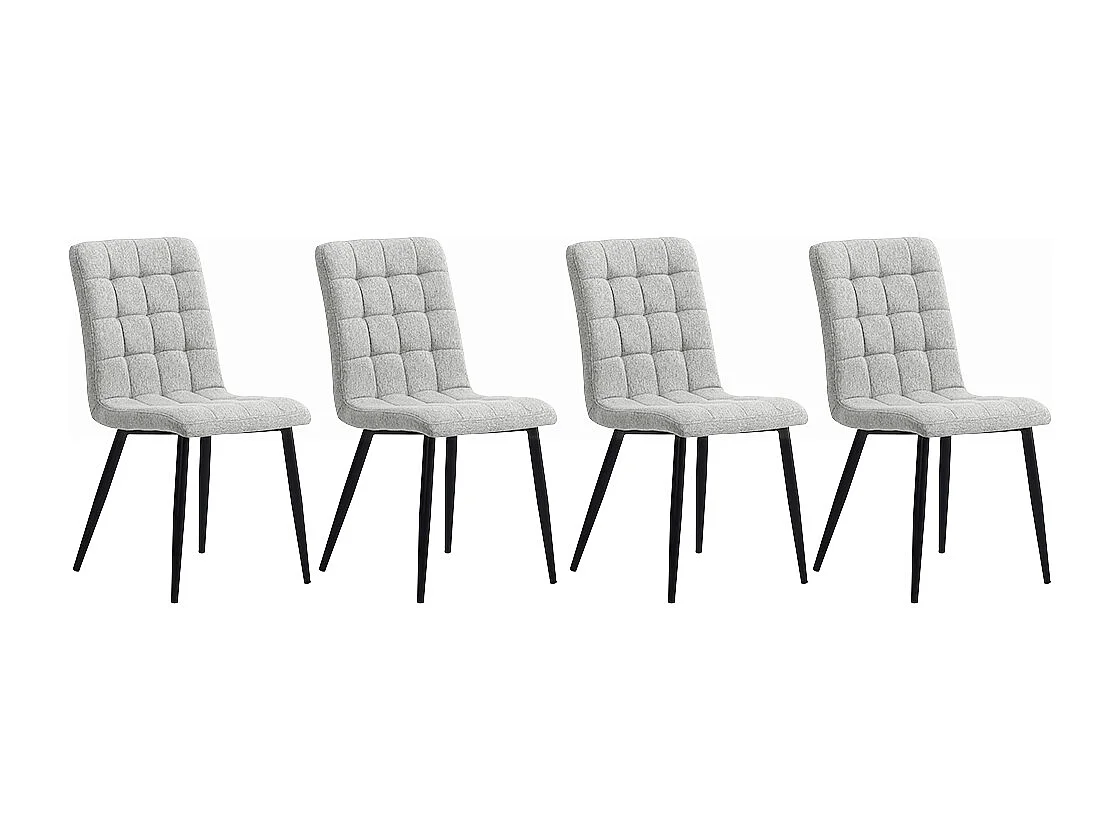 Set of 4 Greyish White Linen Dining Chairs