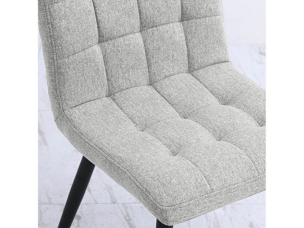 Set of 4 Greyish White Linen Dining Chairs