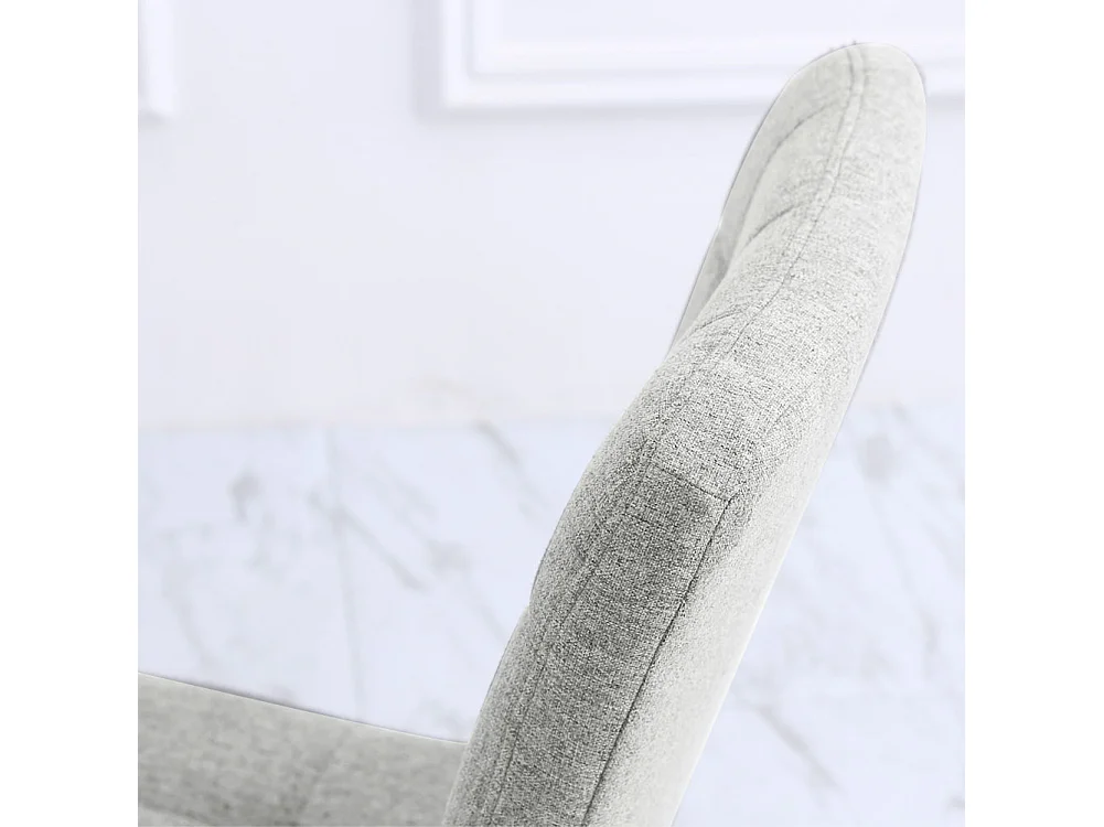 Set of 4 Greyish White Linen Dining Chairs