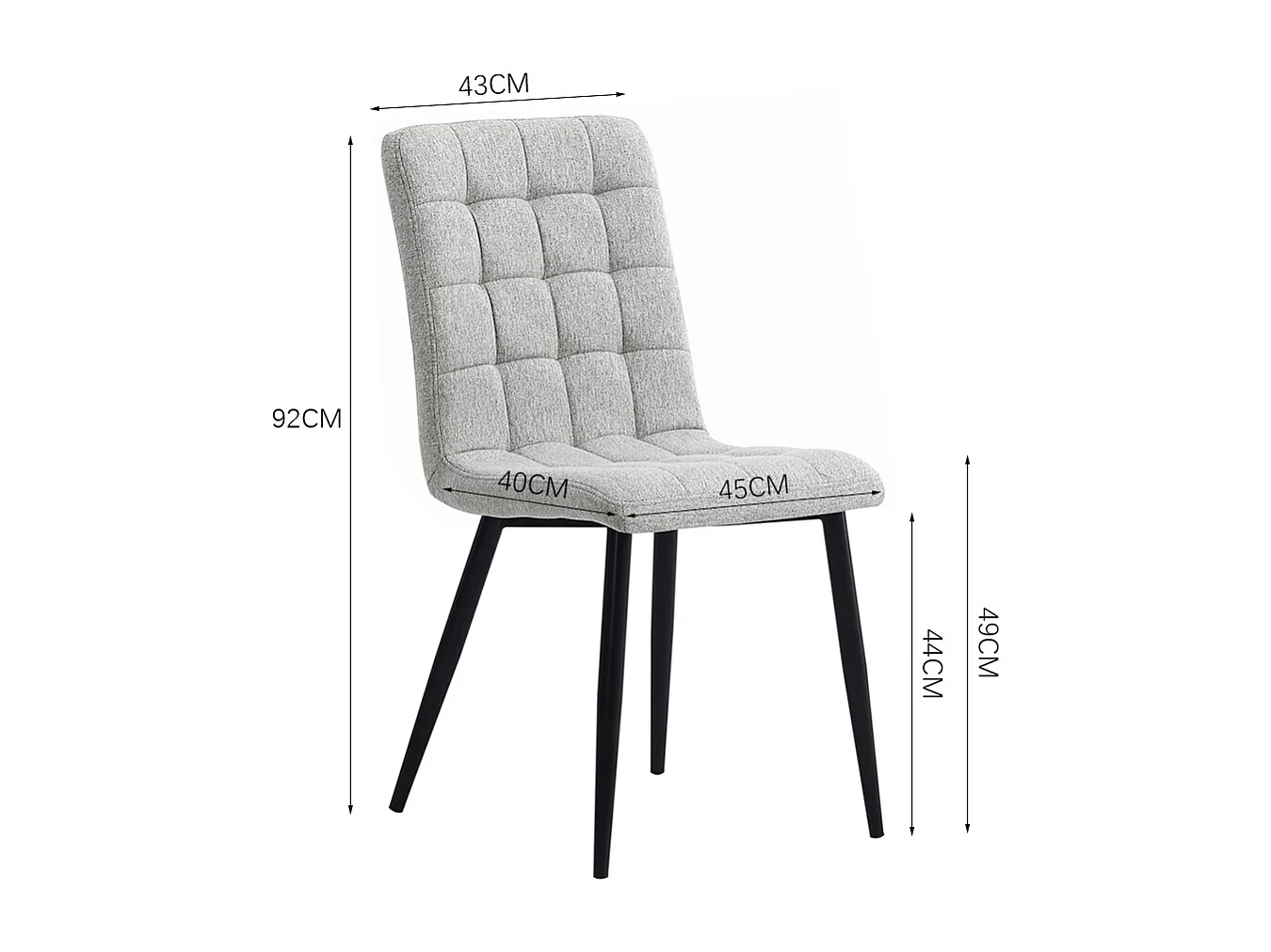 Set of 4 Greyish White Linen Dining Chairs